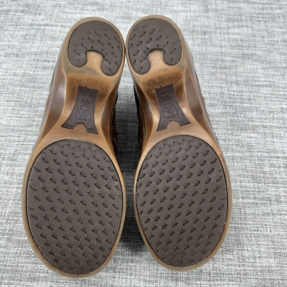 Ariat Ashbourne Briar Leather Clogs Womens Sz EU 38 US 7.5 M Brown Woven Comfort - Picture 11 of 14